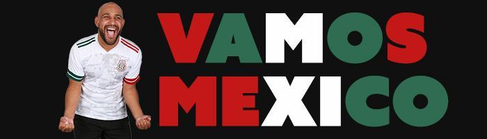 Soccer fan cheering "Vamos Mexico"