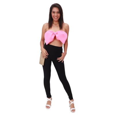 "Love J" Tube Giant Bow Crop Top