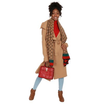 "Love Tree" Belted Front Tie Sweater Trench