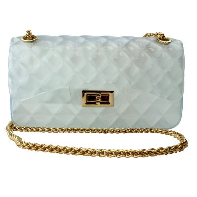 Alba Transparent Quilted Pattern Synthetic Handbag with Chain Strap