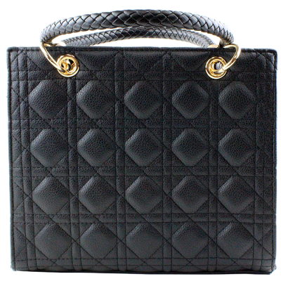 "Deluxity" Diamond Double Quilted Braided Handle Satchel