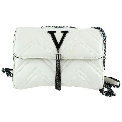"Deluxity" Faux Leather Chevron Stitch Chain Strap Purse