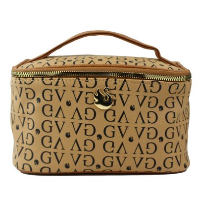 Gloria Vanderbilt Logo Pattern Faux Leather Cosmetics Bag