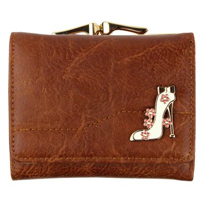 "Lady Lord West" Mini Solid Color Floral High Heel Wallet