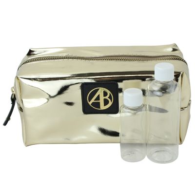 "American Exchange" Foil Metallic Cosmetic Bag and Bottle Set