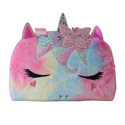 OMG Faux Fur Rhinestone and Sparkle Unicorn Duffle Bag