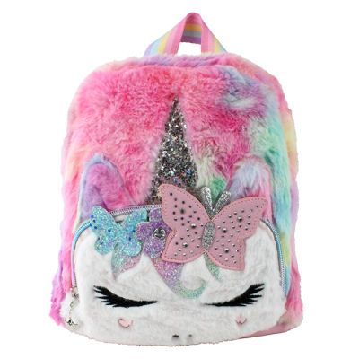 "OMG" Unicorn Faux Fur Mini Backpack