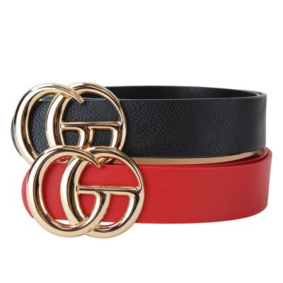 “Illuma” 2-Pack Faux Leather Belts with Gold Tone Buckles