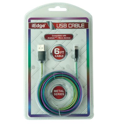 Edge 6' Rainbow Metal Series Micro Device USB Cable