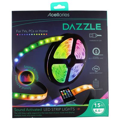 Acellories 15ft Sound Activated LED Strip with Wireless Remote