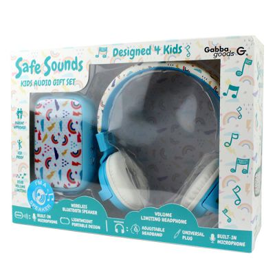 “Gabba Goods” Safe Sounds Bluetooth Speaker and Volume Limiting Over-Ear Headphones Gift Set