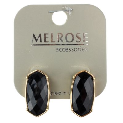 Black Faceted Earrings with Gold Tone Hardware