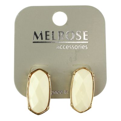 Ivory Faceted Earrings with Gold Tone Hardware