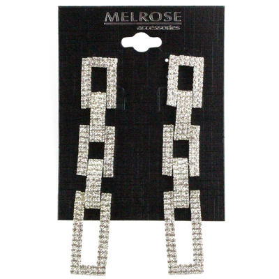 "Alina" Rhinestone Triple Rectangular Earrings