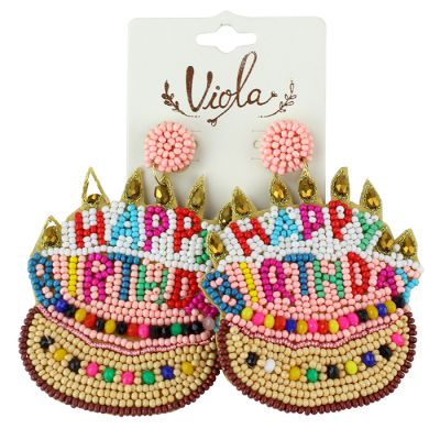 Viola Beaded Birthday Cake Earrings