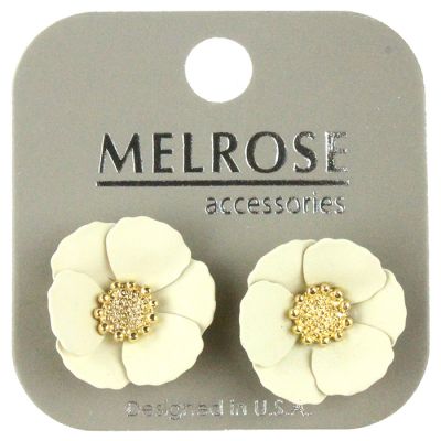 "Pink" Cream Matted Flower Earrings