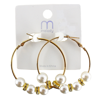 "Odin" Gold Pearl Hoop Earrings
