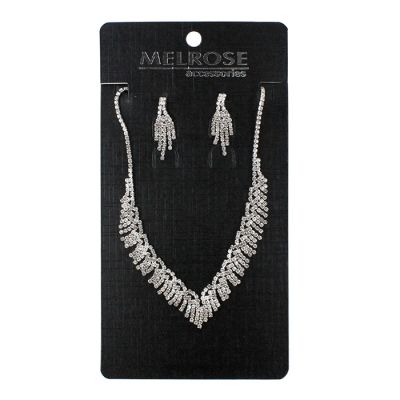"Alina" Rhinestone V Necklace and Earring Set
