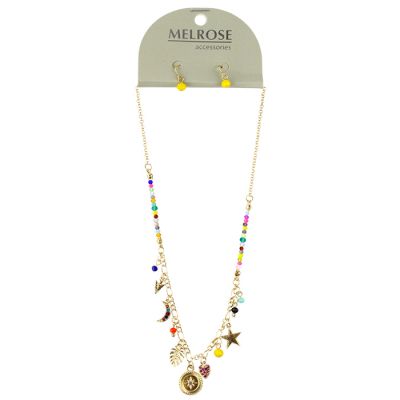 "Pink" Multi Charm Necklace and Earring Set