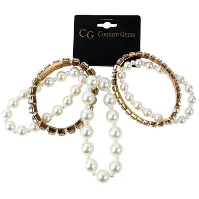 "Forever Fashion" Pearl and Gold Bracelet Set