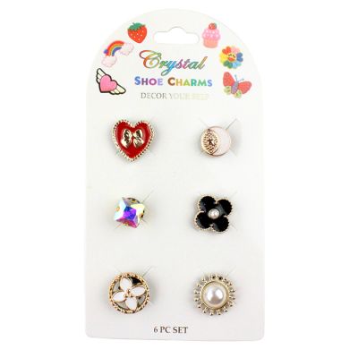 "UP" Crystal Metal Enamel Flower/Heart Shoe Charms
