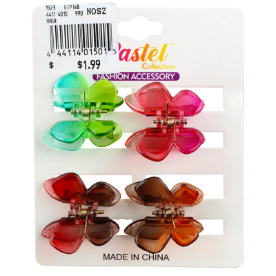 "Top" 4-Pack Mini Colored Butterfly Hair Claws