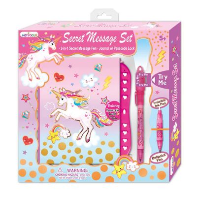 Hot Focus 2-in-1 Secret Message Pen and Unicorn Journal with Passcode Lock