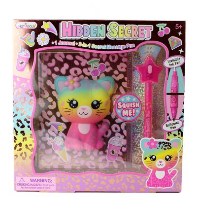 Hot Focus 2-in-1 Secret Message Pen and Squishy Kitty Journal
