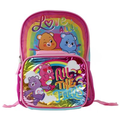 Care Bears “All the Feels” Rainbow Foil 2 Pouch Backpack