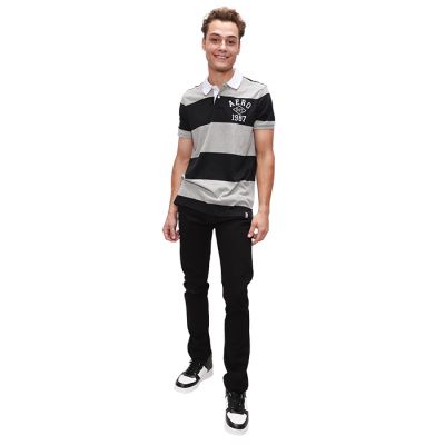 "Aero" Short Sleeve Striped Polo Rugby Shirt
