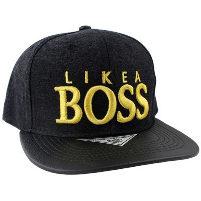 "Like a Boss" Embroidered Faux Leather Bill Baseball Cap