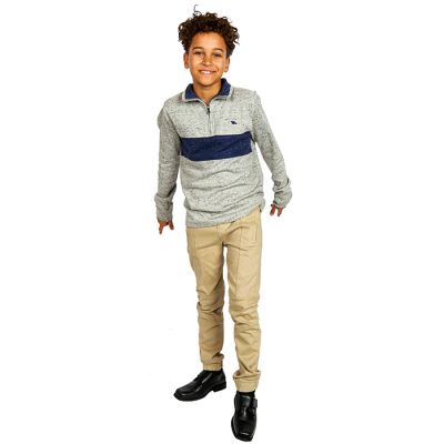 "Hawk" 1/4 Zip Color Block Flatback Knit Top