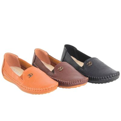 Ladies Faux Leather Moccasin with pin