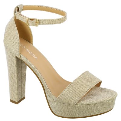 Ladies 4" Champagne Platform with Ankle Strap Closure 