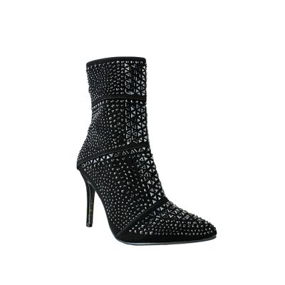 Forever Link 4" Stiletto Heeled Rhinestone Pull On Boots