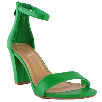 "Top Guy" 3" Bright Pleather Ankle Strap Heels
