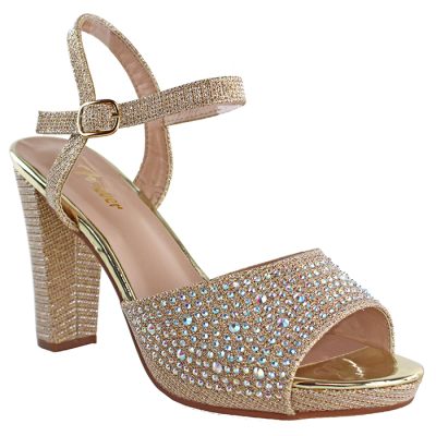 "Forever Link" 4" Rhinestone Glitter Ankle Strap Heels