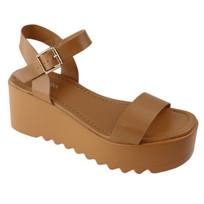 "Top Moda" 3” Platform Sawtooth Sole Buckle Sandals