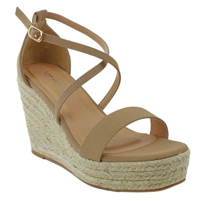 "Top" 3" Espadrille Cross Strap Ankle Strap Wedge Sandals