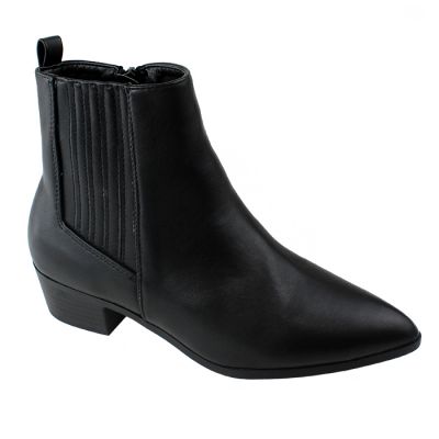 "Top Moda" Pointed Toe 1” Heel Faux Leather Bootie