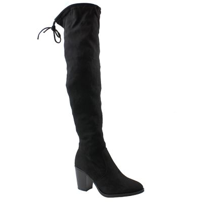 “Forever” 3” Stack Heel Lug Faux Suede Sole Over-the-Knee Boots