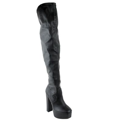 "Legend" 5" Pleather Double Platform Thigh High Boots