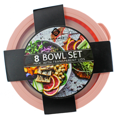 "Gourmet Home" Pink 8-Piece Bowl Set