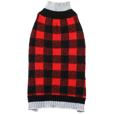 "JSN" Black + Red Buffalo Check Dog Sweater