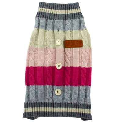 "JSN" Pink + Grey Striped Spoiled Dog Sweater