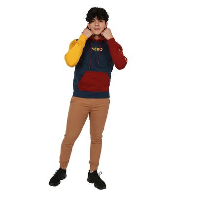 Men’s “Aeropostale” Aero Logo Tri Color Fleece Belly Pouch Hoodie