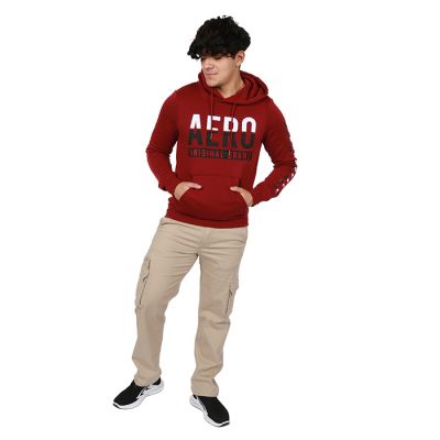 Men’s “Aeropostale” Aero Original Brand Logo Sleeve Graphic Belly Pouch Hoodie