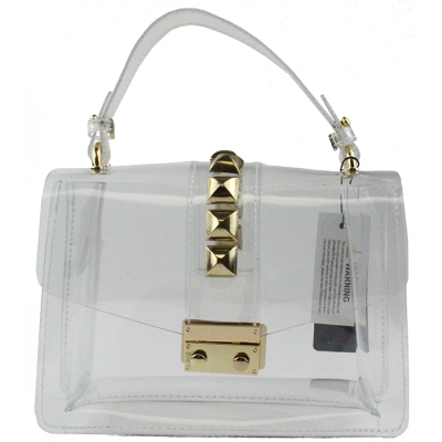 "Symeli" Clear Studded Top Handle Jelly Handbag