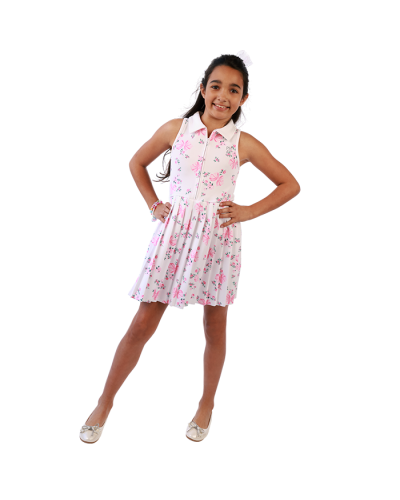 "Paris Hilton" Pink & White Floral Dress with Shorts & Socks