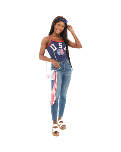 USA HEART NAVY TANK WITH RED STRAPS